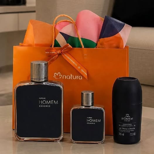 🤓Kit Natura Homem Essence: Perfume 100ml + Perfume Miniatura 25ml + Desodorante Roll-on + Sacola P