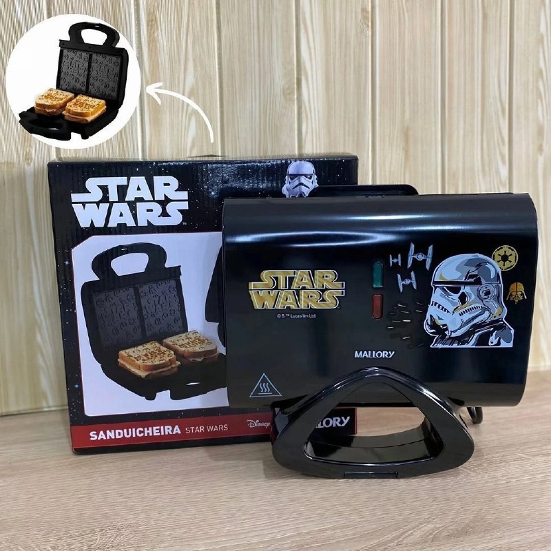 Sanduicheira Elétrica Mallory Star Wars Empire Plates – Superfície Antiaderente, Luzes LED...