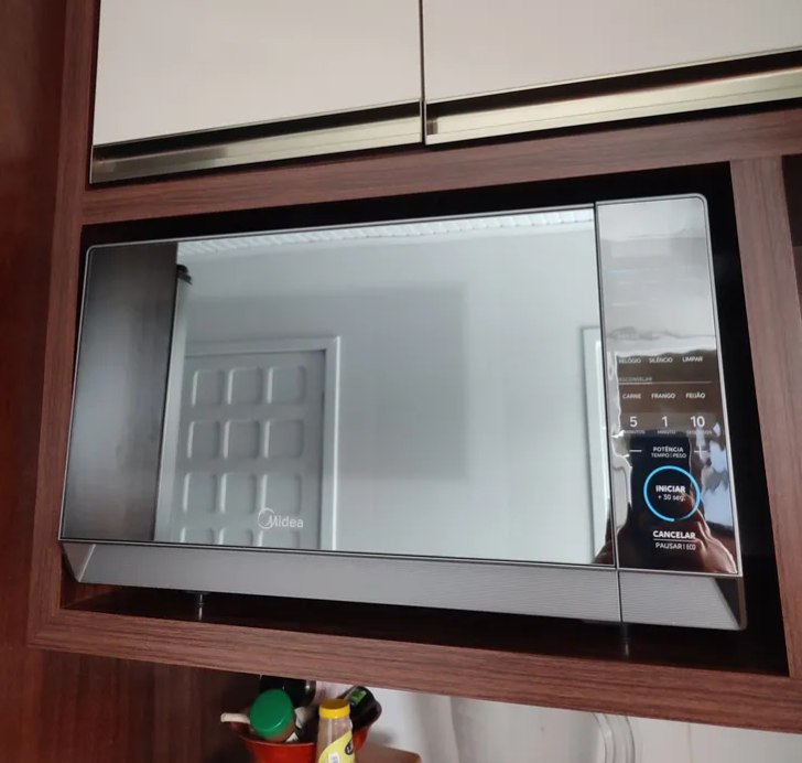 Micro-Ondas 27L MasterCook Midea Prata Espelhado Tecnologia Smart Plate Receitas Pré-porgr...
