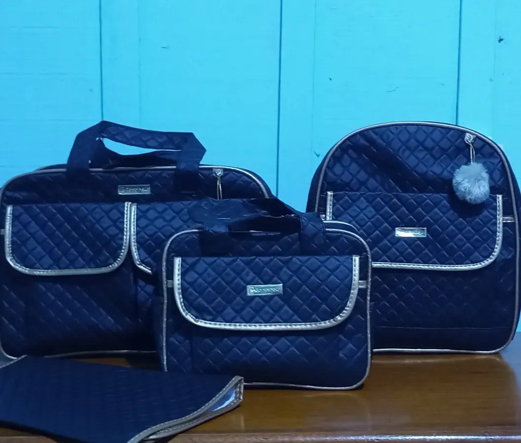 Kit Bolsa Maternidade Azul-marinho com Mochila e Trocador Bambinelli - 4 cores
