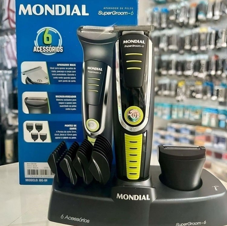 MONDIAL Aparador de Pelos Super Groom 06, Preto/Verde, 6W, Bivolt - BG-04
