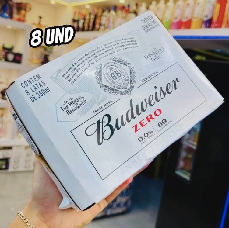Cerveja Sem Álcool Budweiser, Lata 350ml, Pack com 8 unidades