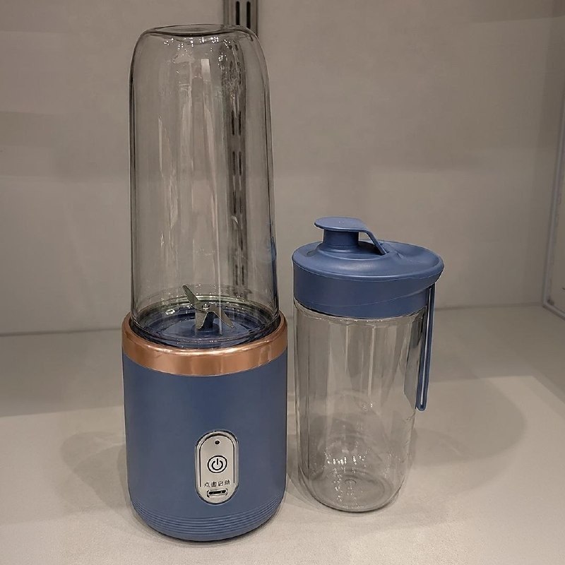 Mini Liquidificador Copo Mixer Elêtrico Batedor Shake Frutas Azul 127v