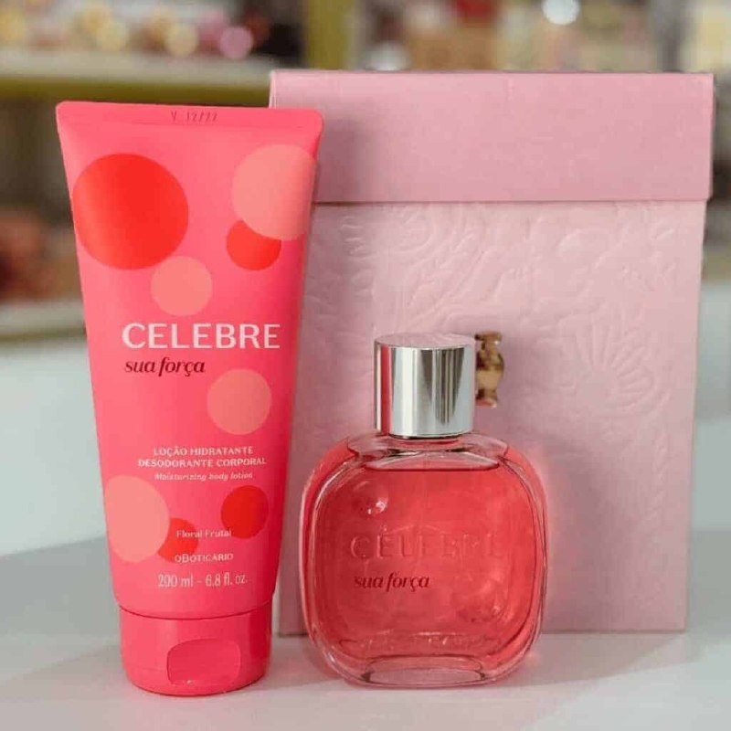 Kit Presente O Boticário Perfume Celebre Sua Força Feminino 100ml + Creme Hidratante de Mã...