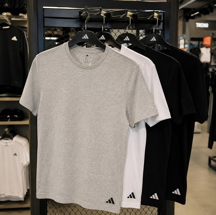 Kit Camiseta Adidas Básicas 3 Peças Masculino - Branco