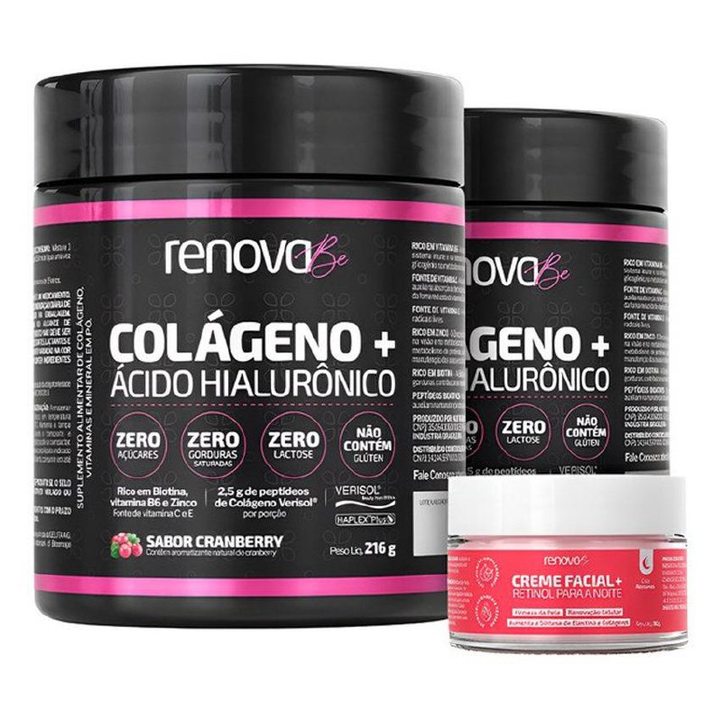 Kit 2x Colágeno + Ácido Hialurônico Verisol Renova Be Colágeno Hidrolisado Zero Lactose Vi...