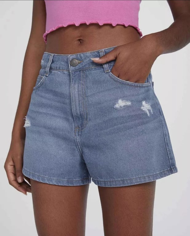 Shorts Jeans Feminino Cintura Alta Hering