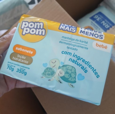Kit Sabonete em Barra Pom Pom Loção Hidratante 70g - 5 unidades