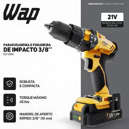 Parafusadeira E Furadeira De Impacto 3/8  Wap K21 Id02 2000 Mah Bivolt