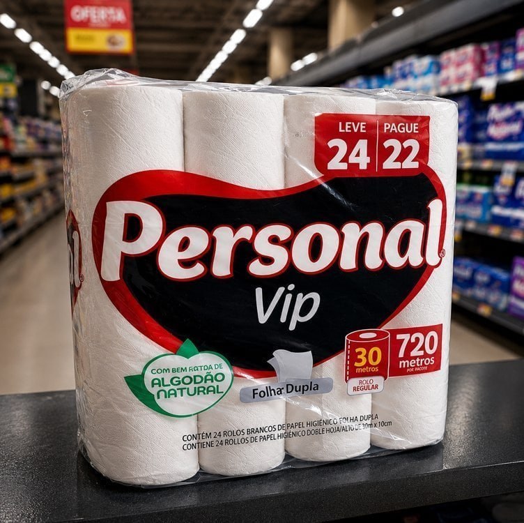 Personal VIP - Papel Higiênico Folha Dupla, Branco 24 unidades (Embalagem pode variar)