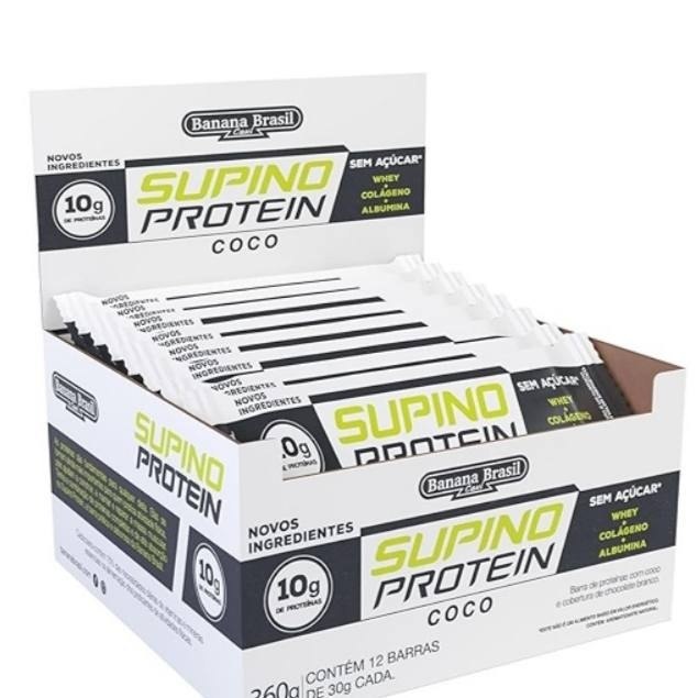 Banana Brasil Barra De Proteínas Coco Com Cobertura De Chocolate Branco Caixa Com 12 Unida...