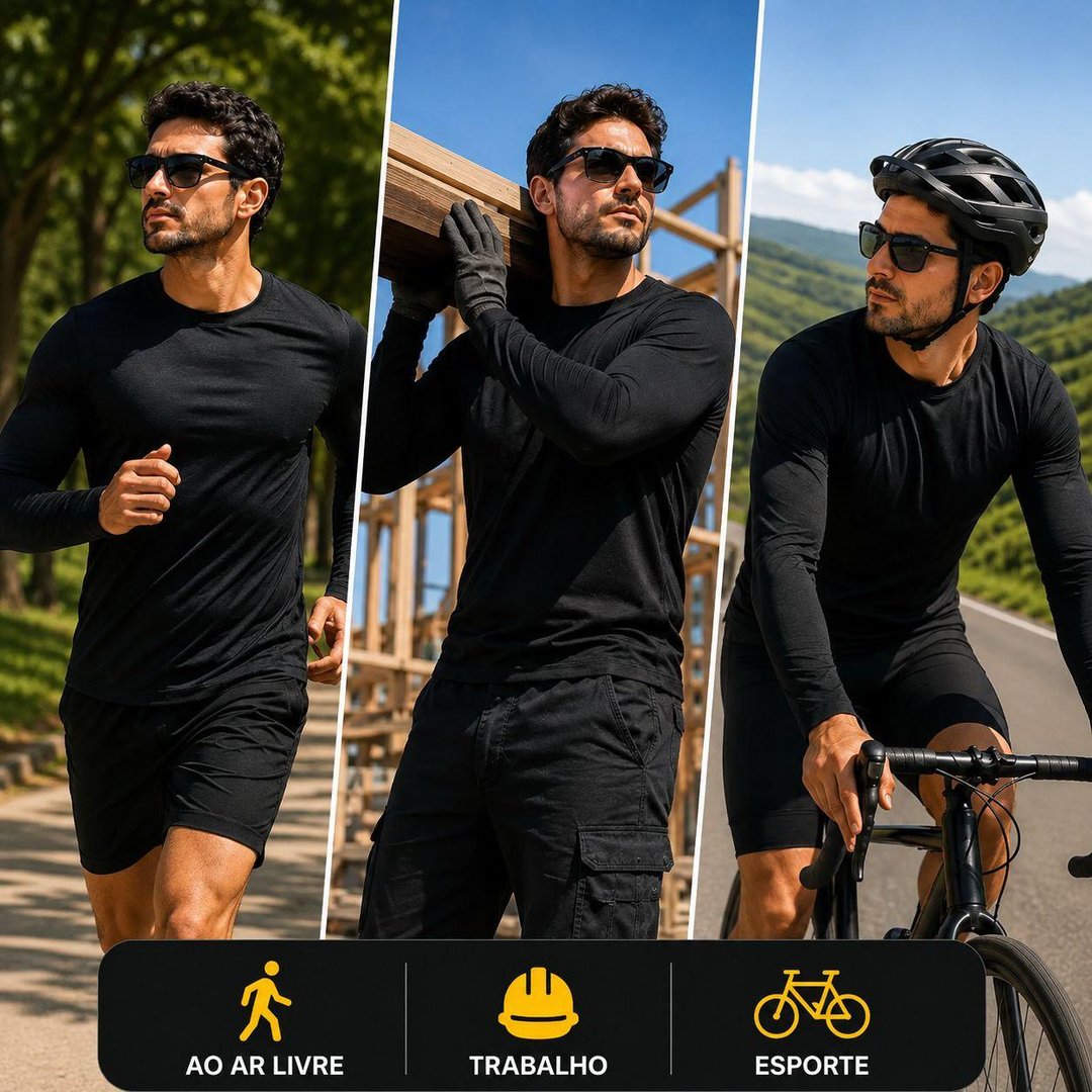Kit Camisa Masculina Segunda Pele Proteção Solar Uv Dry Fit