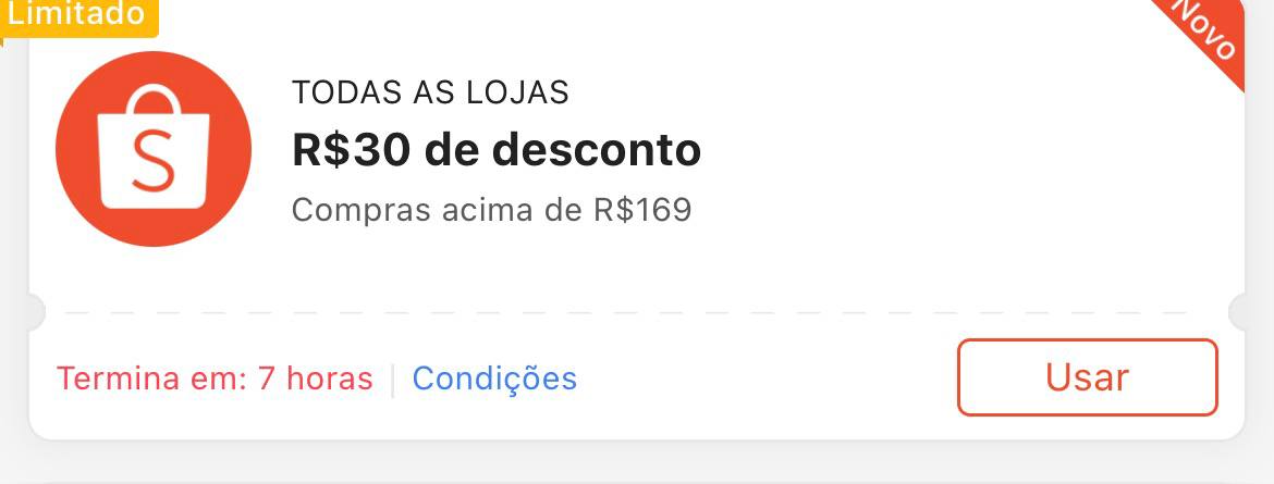 Cupom R$ 30 a partir de R$ 169 - Shopee