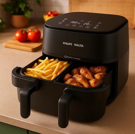 Fritadeira Airfryer Série 1000 Duplo Cesto 7,1L Philips Walita, 1850W, 2 anos de garantia,...