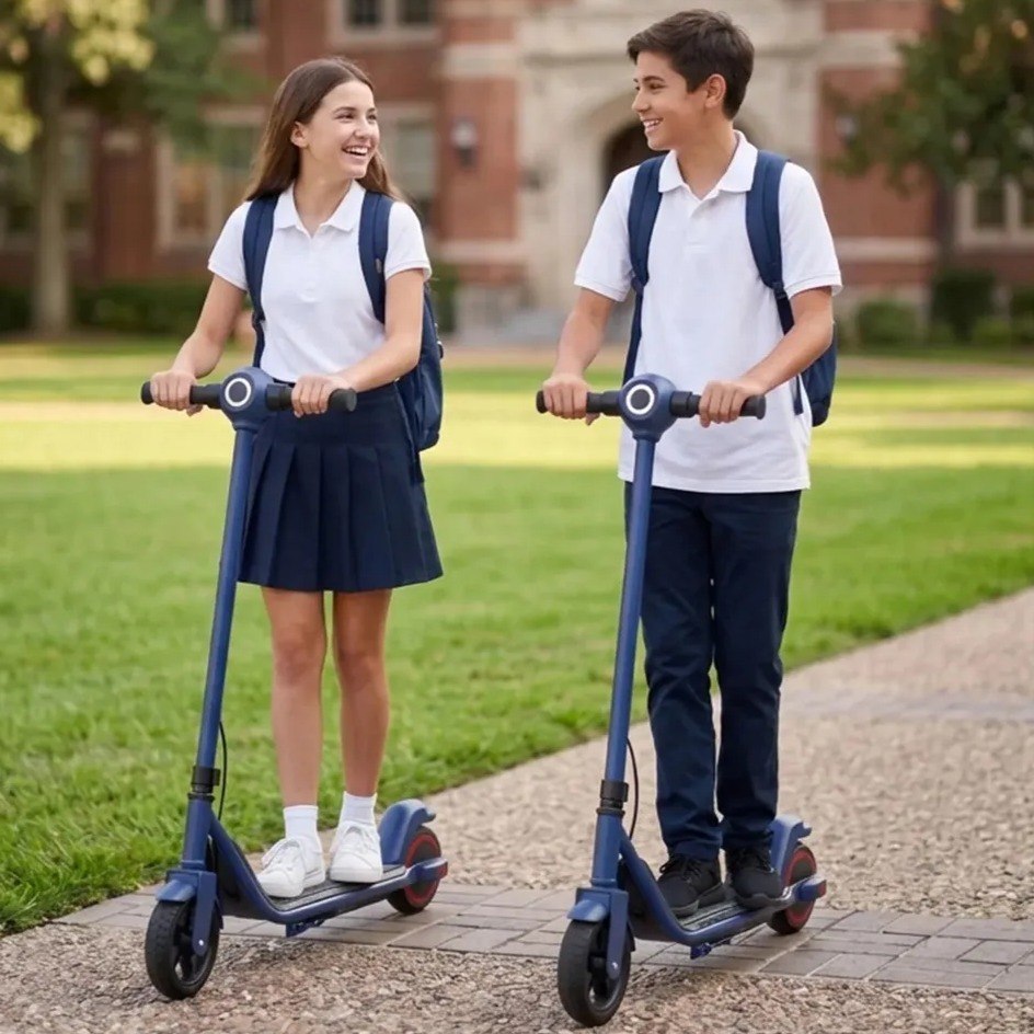 Patinete Scooter Elétrico Infantil 130W até 14km/h Freio Elétrico Pneu de Borracha Seguro para Crianças Sistema de Segurança