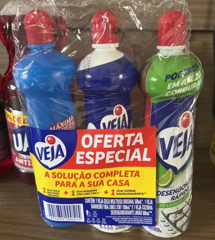 Kit Veja Limpadores Multiuso Original 500ml + Limpador Cozinha Desengordurante Limão 500ml + Limpador Banheiro Tira Limo 500m