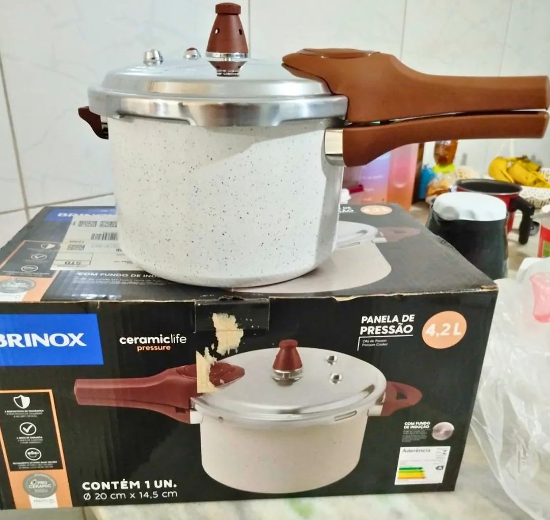 Brinox Pressure Panela De Pressão Revestimento Cerâmica Indução 4,2l Cor Vanilla Vanila