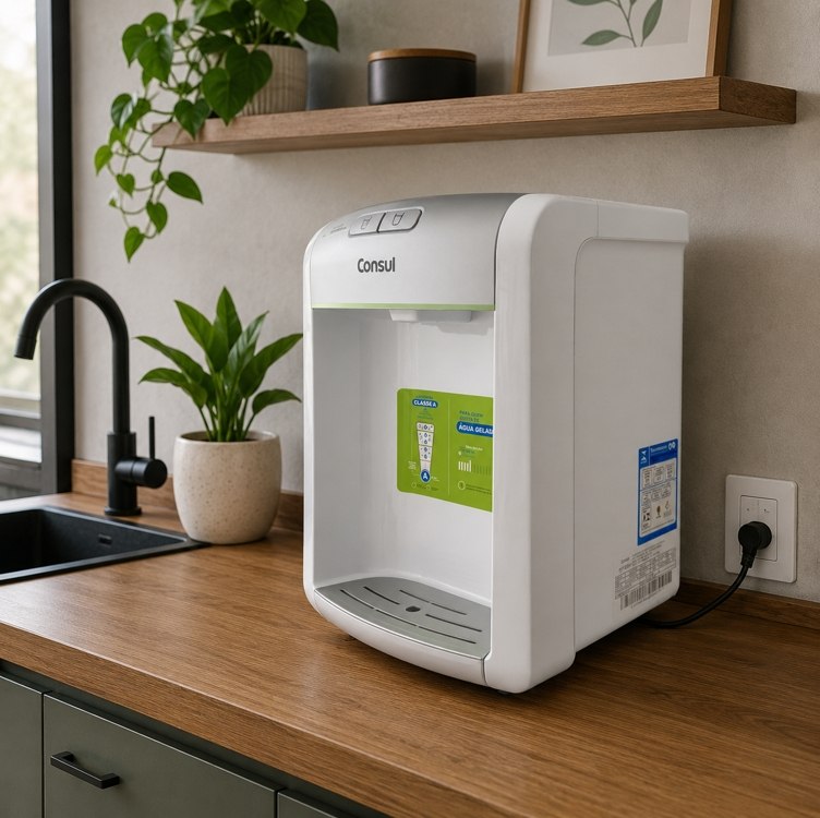 Purificador De Água Consul Refrigerado Natural E Gelada Com Proteção Antibactérias Bivolt Consul Branco - Cpb34asvna