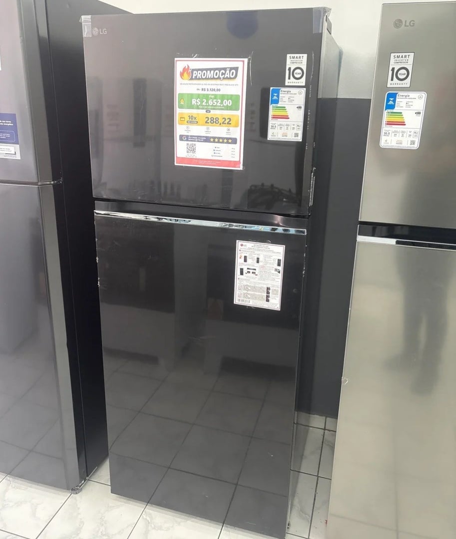 Geladeira LG Frost Free Smart Inverter 395 Litros Top Freezer Black Inos - 110v