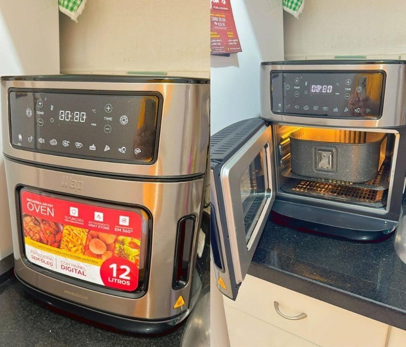 Fritadeira WAP Air Fryer Oven Painel Touch Digital 12 Litros Antiaderente Inox Preto - 110...