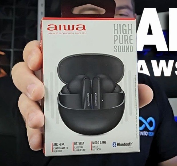 Fone de Ouvido Bluetooth Aiwa Eardbud Microfone c/ Cancelamento de Ruído Intra-auricular True Wireless - Branco ou Preto