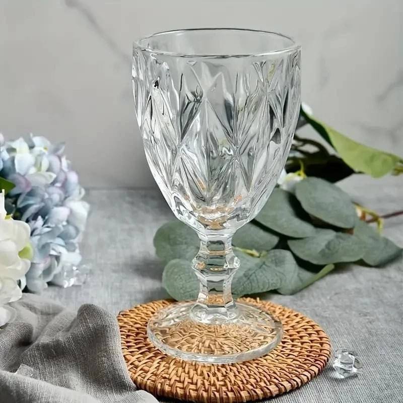 Jogo De Taças Diamond Cristal Vidro Taça De Vinho 340 Ml 6 Peças Home