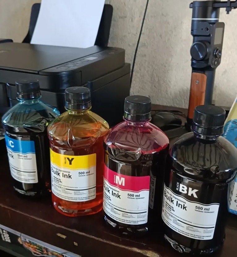 Kit 4 Tintas 500ml Compatível Com Impressora Canon Mega Tank G3110 Black/cyan/magenta/amarela