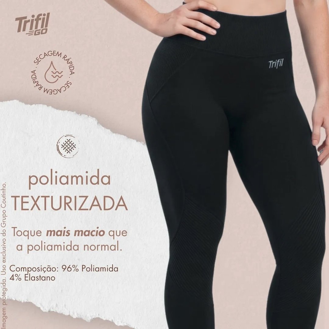 Legging Trifil Original Feminina Texturizada Sem Costura Preto Legging Academia Fitness P