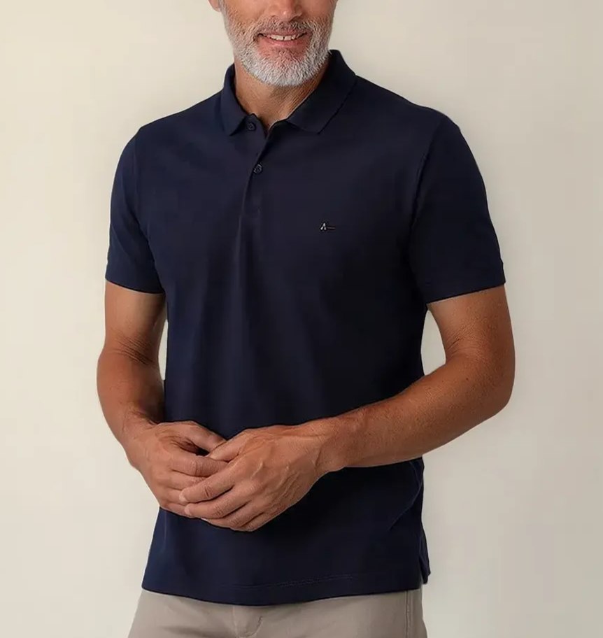 Camiseta Polo Aramis Basic Piquet Marinho Masculina - Tam. P ao G4