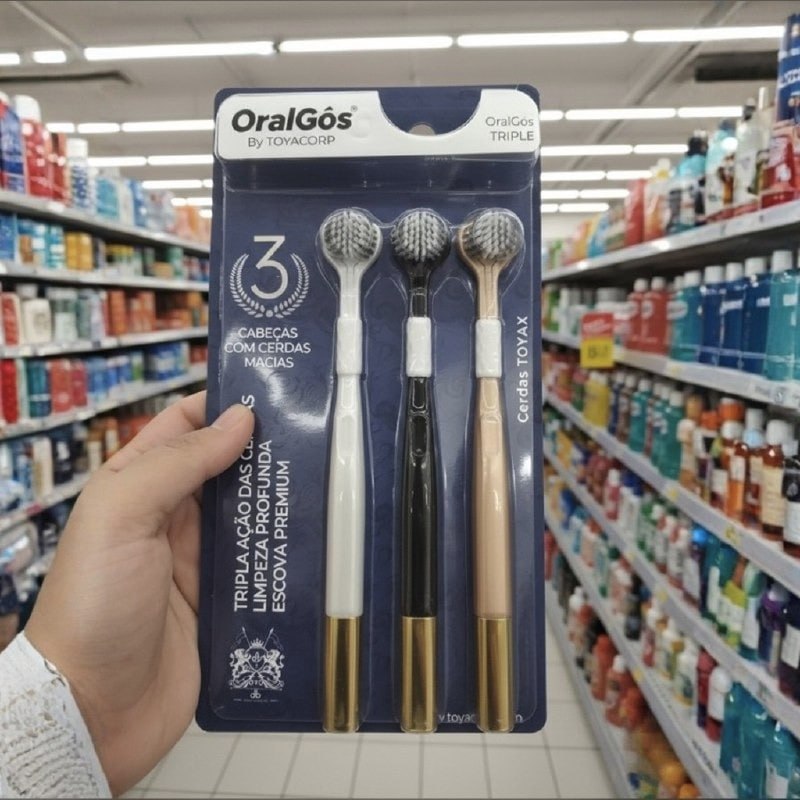 OralGos Escova de Dente 3 Faces Ultra Macia, 3 Unidades, Adulto