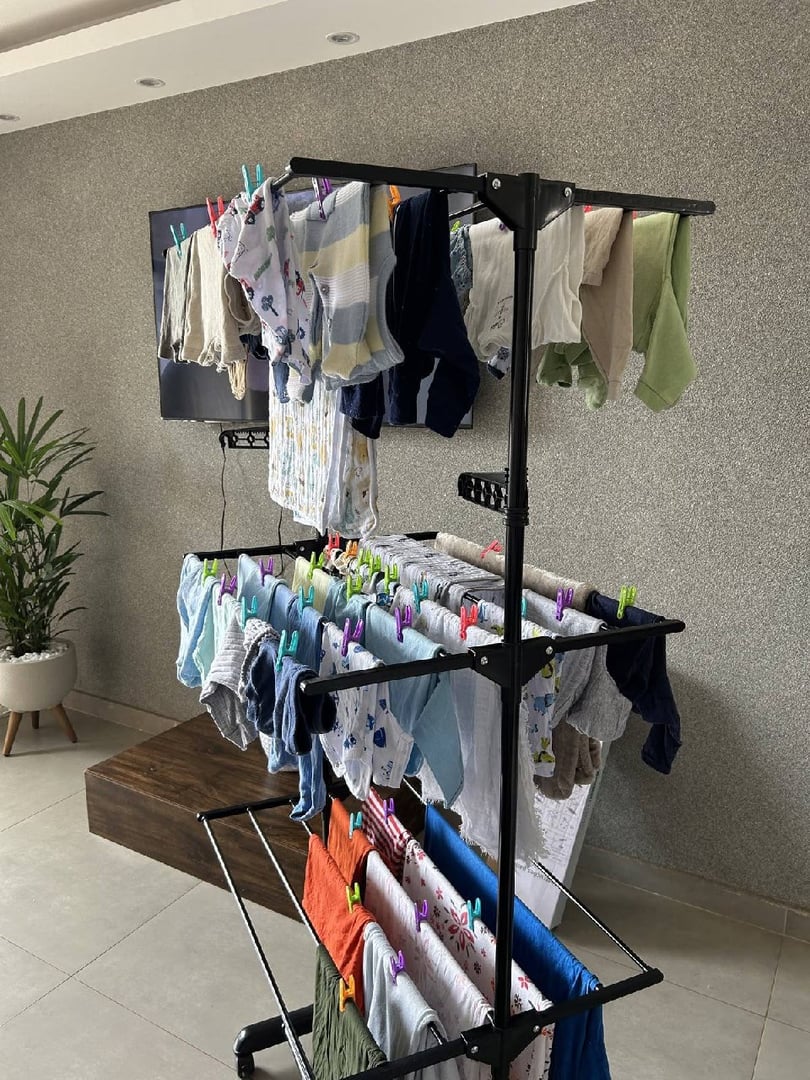Varal De Chão Vertical Para Roupas 3 Andares Dobrável Portátil Grande - KONTUZ