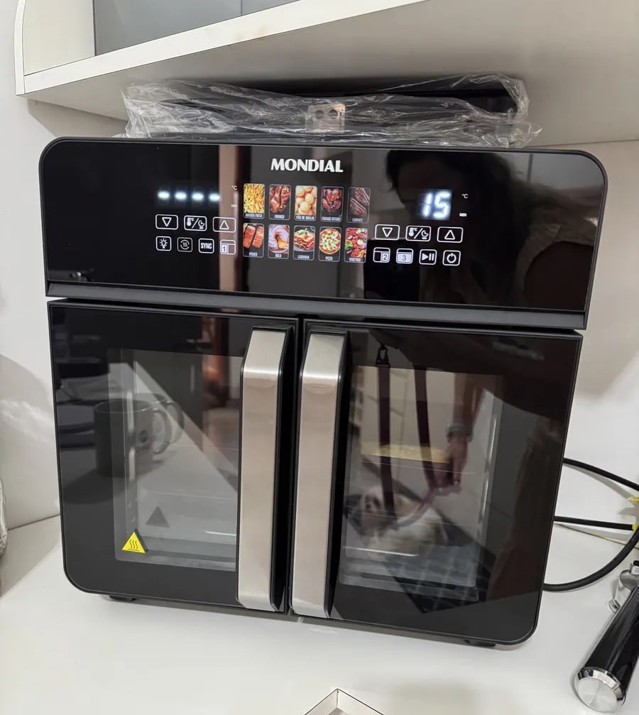 MONDIAL Air Fryer Forno 25L French Door, Preto/Inox, 2200W, 220V - AFDO-25L-FD