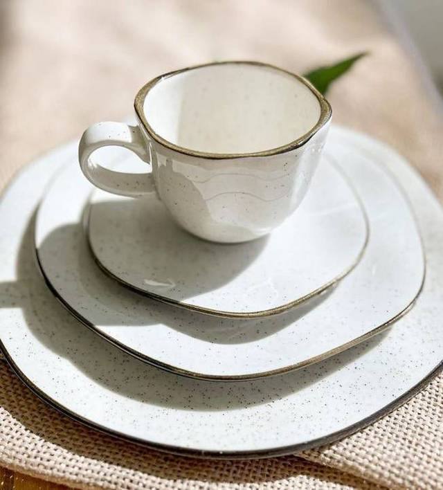 Aparelho De Jantar E Chá Ryo Maresia 20 Peças Branco E Marrom Oxford