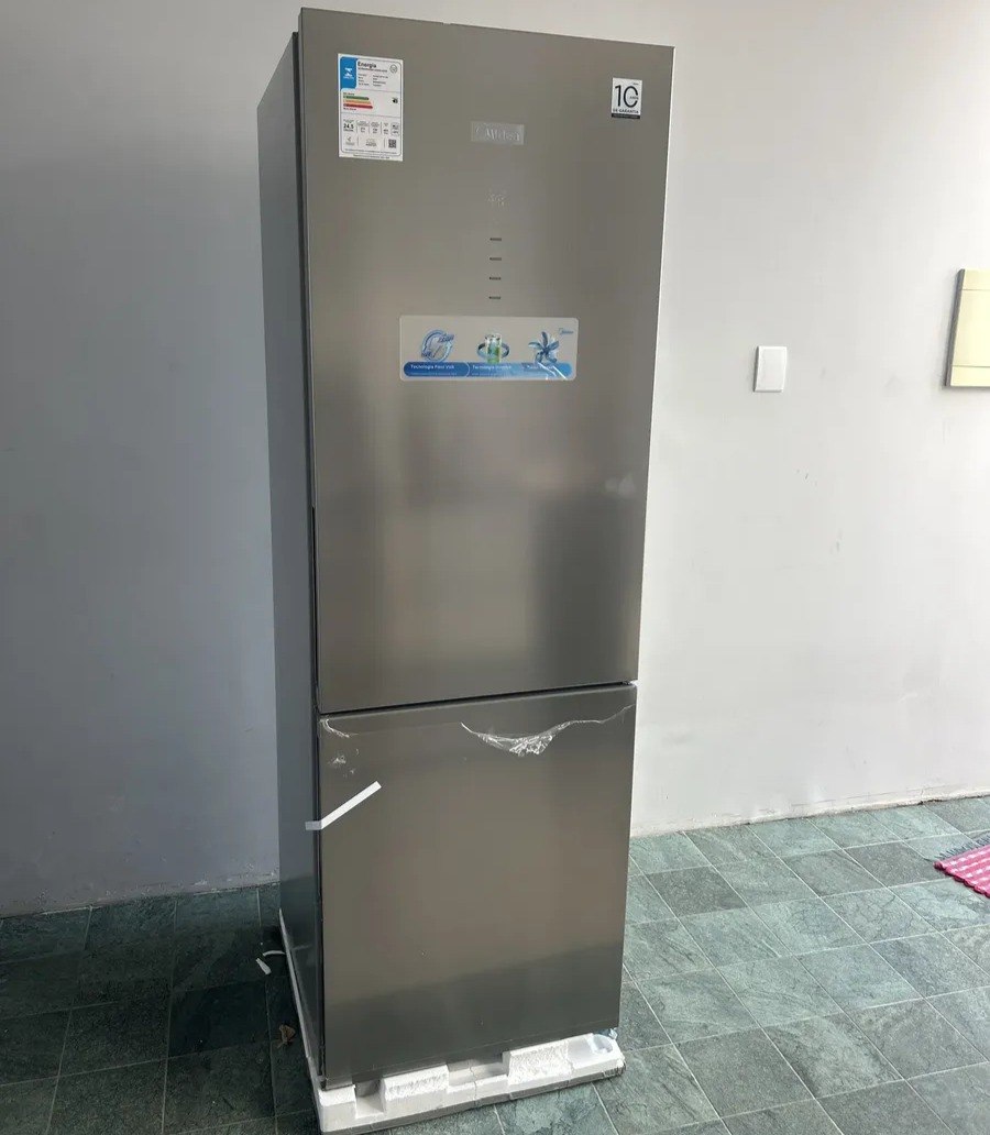 Geladeira Midea Frost Free Inverse Inverter 401L Turbo Freezer Inox - Bivolt