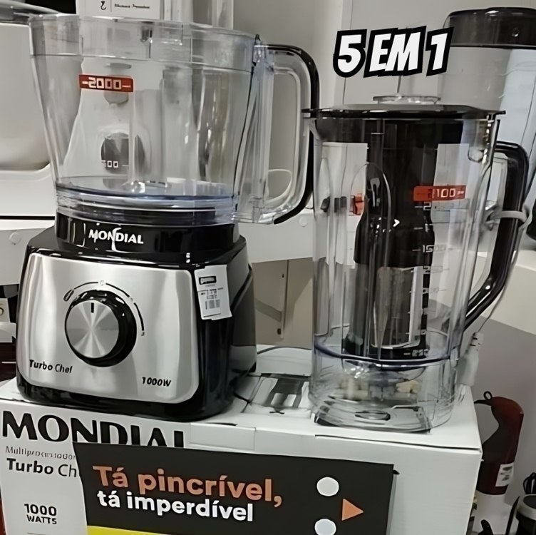 Multiprocessador de Alimentos Mondial Turbo Chef 5 em 1 1000W - 110v/220v