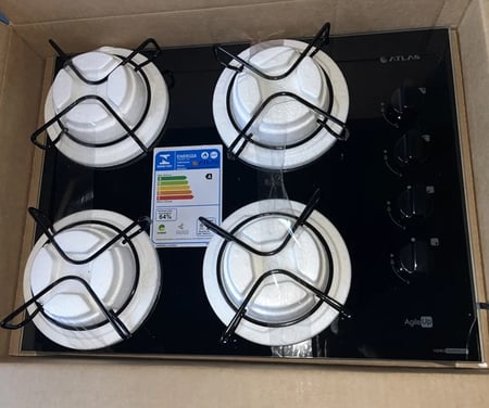 Cooktop 4 Bocas Atlas Agile Up Mesa Vidro Mega Chama Acendimento Automatico - Bivolt