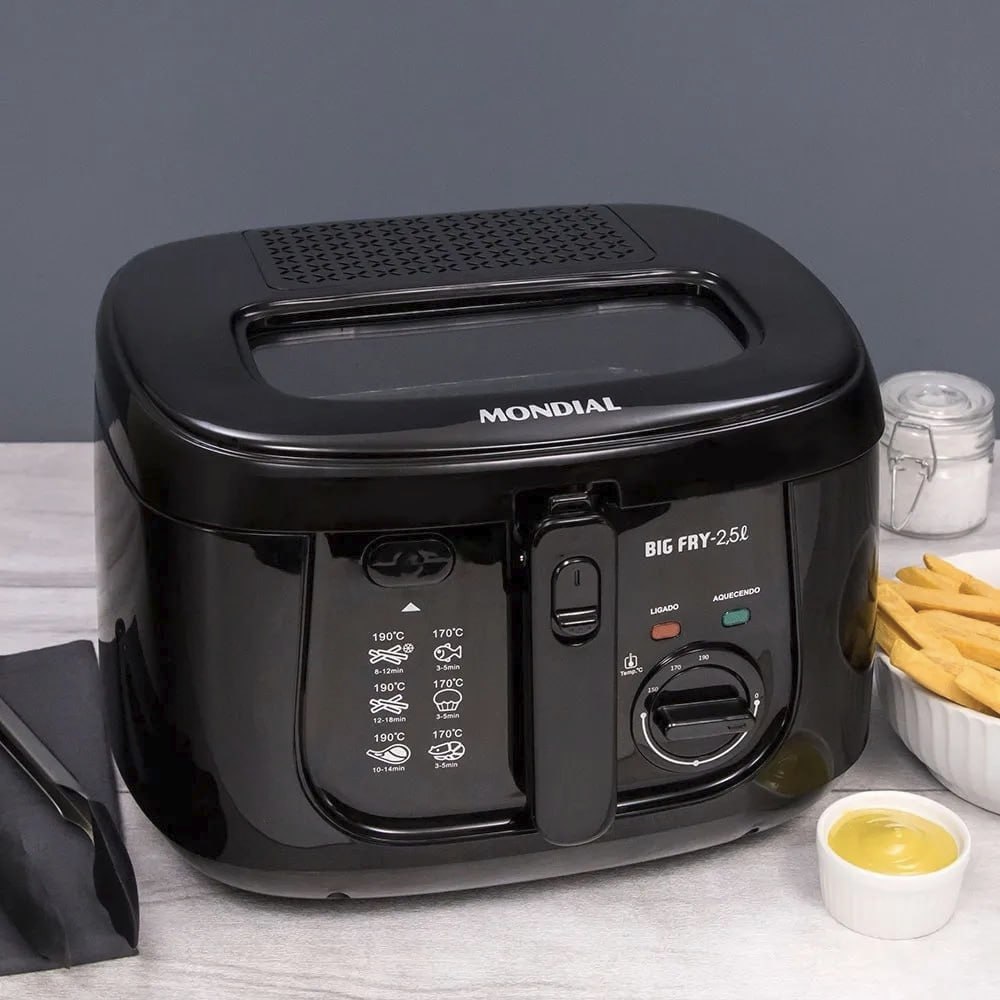 Fritadeira Elétrica com Óleo Mondial Big Fry FT-07 - Preta 2,5L