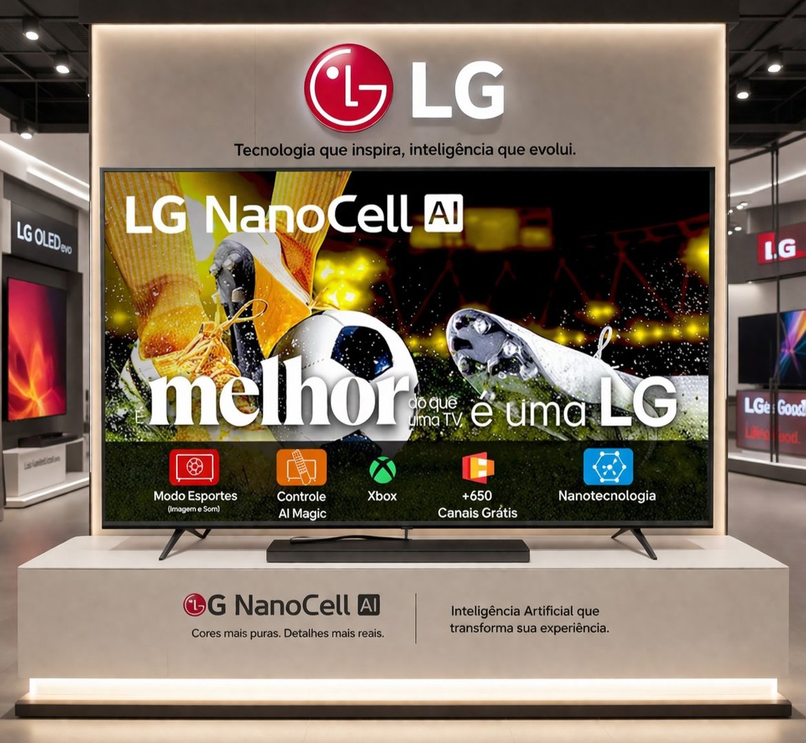 Smart TV 50" LG 4K Ultra HD NANOCELL webOS 25 α7 AI Processor HDMI USB Smart Magic Alexa C...