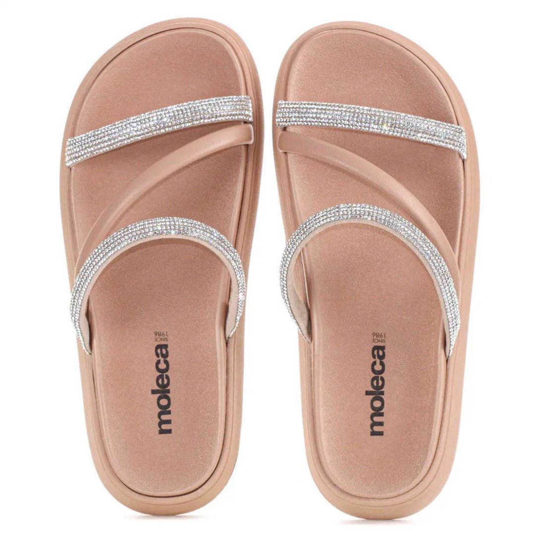 Sandalia Papete Moleca Feminina Tiras Strass Macia Original