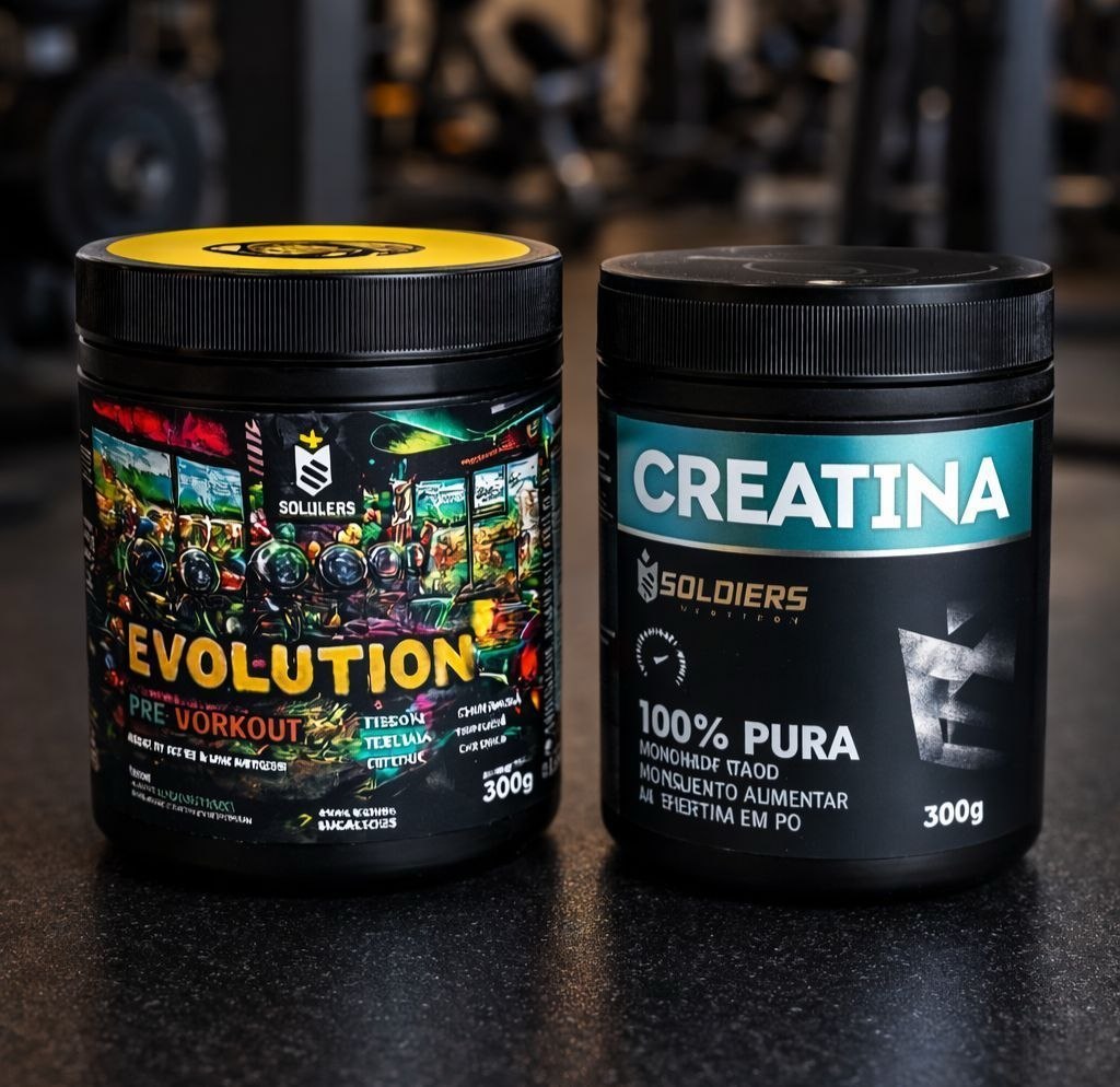 Kit: Creatina 300g + Pré-treino Evolution 300g Soldiers