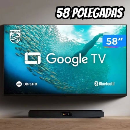 Smart TV 58" 4K UHD LED Philips 58PUG7019/78 Wi-Fi Bluetooth Google Assistente 3 HDMI 2 US...