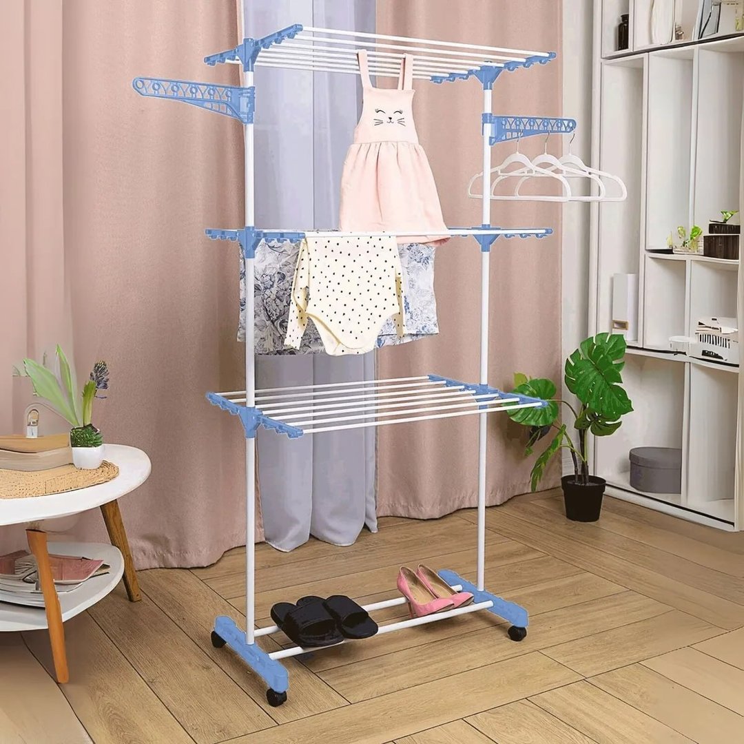 Varal De Chão Vertical Para Roupas 3 Andares Dobrável Portátil Grande - KONTUZ