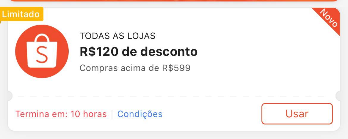 Cupom R$ 120 a partir de R$ 599 - Shopee