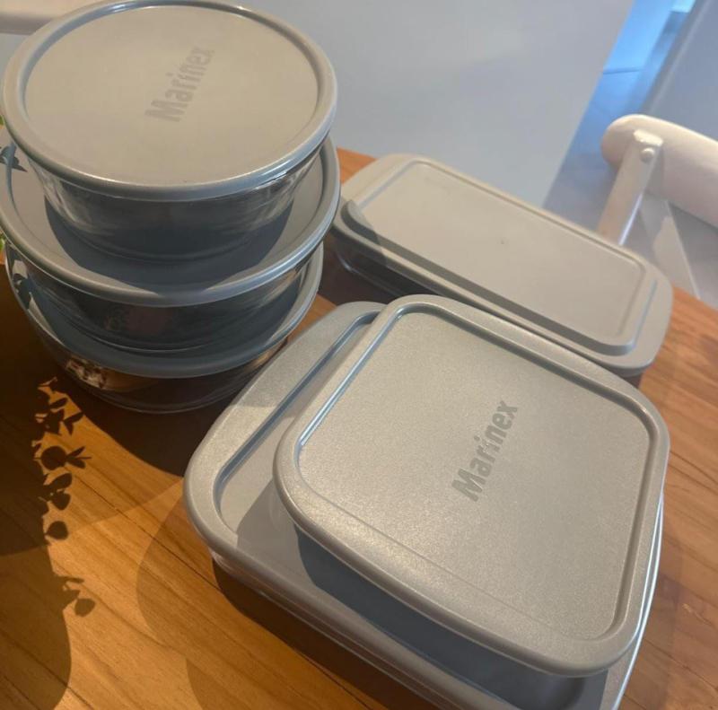 Conjunto Assadeiras 6 Peças de Vidro com Tampa Cinza - Marinex