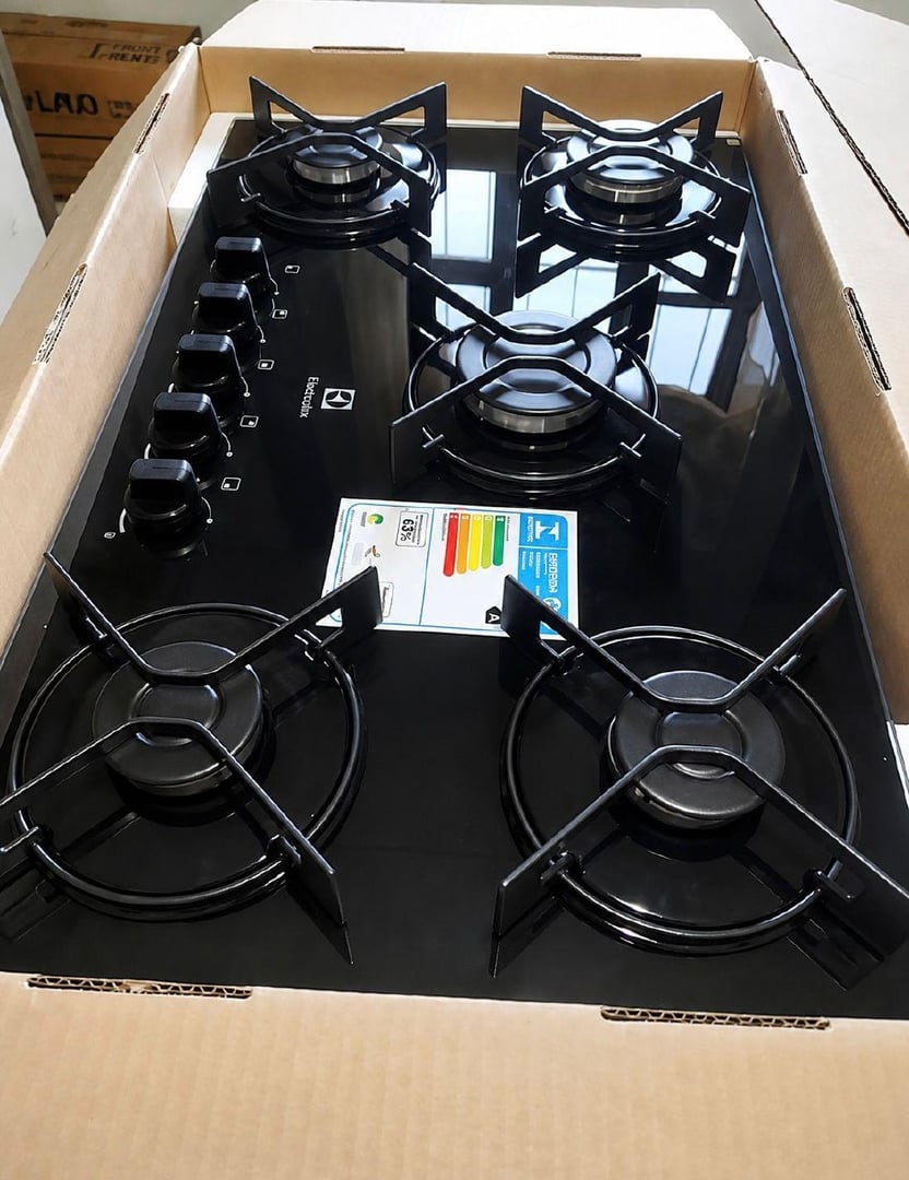 Cooktop 5 Bocas A Gás Electrolux Mesa De Vidro Efficient Grade De Aço Fosco (ke5gr) Bivolt