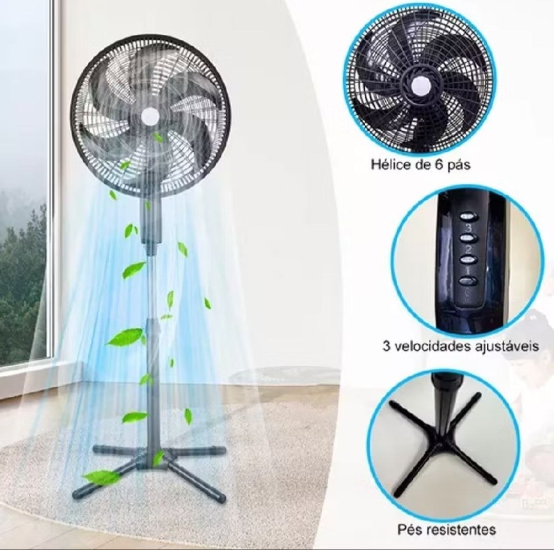 Ventilador de Pé/Chão 18 Polegadas Turbo Ajustável De Altura 3 Velocidades 110 ou 220V FS1...