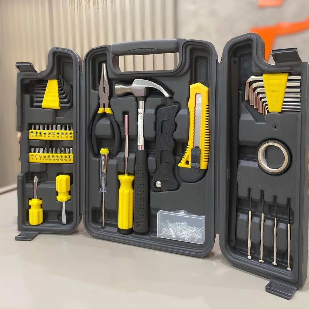 Jogo De Ferramentas 200 Peças Com Chaves De Precisão E Allen Kit Com Maleta Resistente - Titanium Platina Amarelo/preto