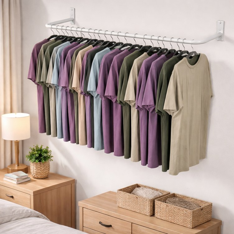 PB Cabideiro de Parede 1 Metro Branco Aço Pintado com Kit de Instalação