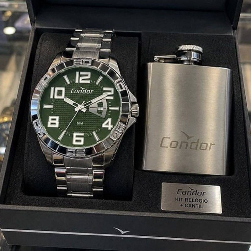 Kit Relógio Condor Masculino Speed Prata - Co2117aw/k4v Prata Verde Prateado