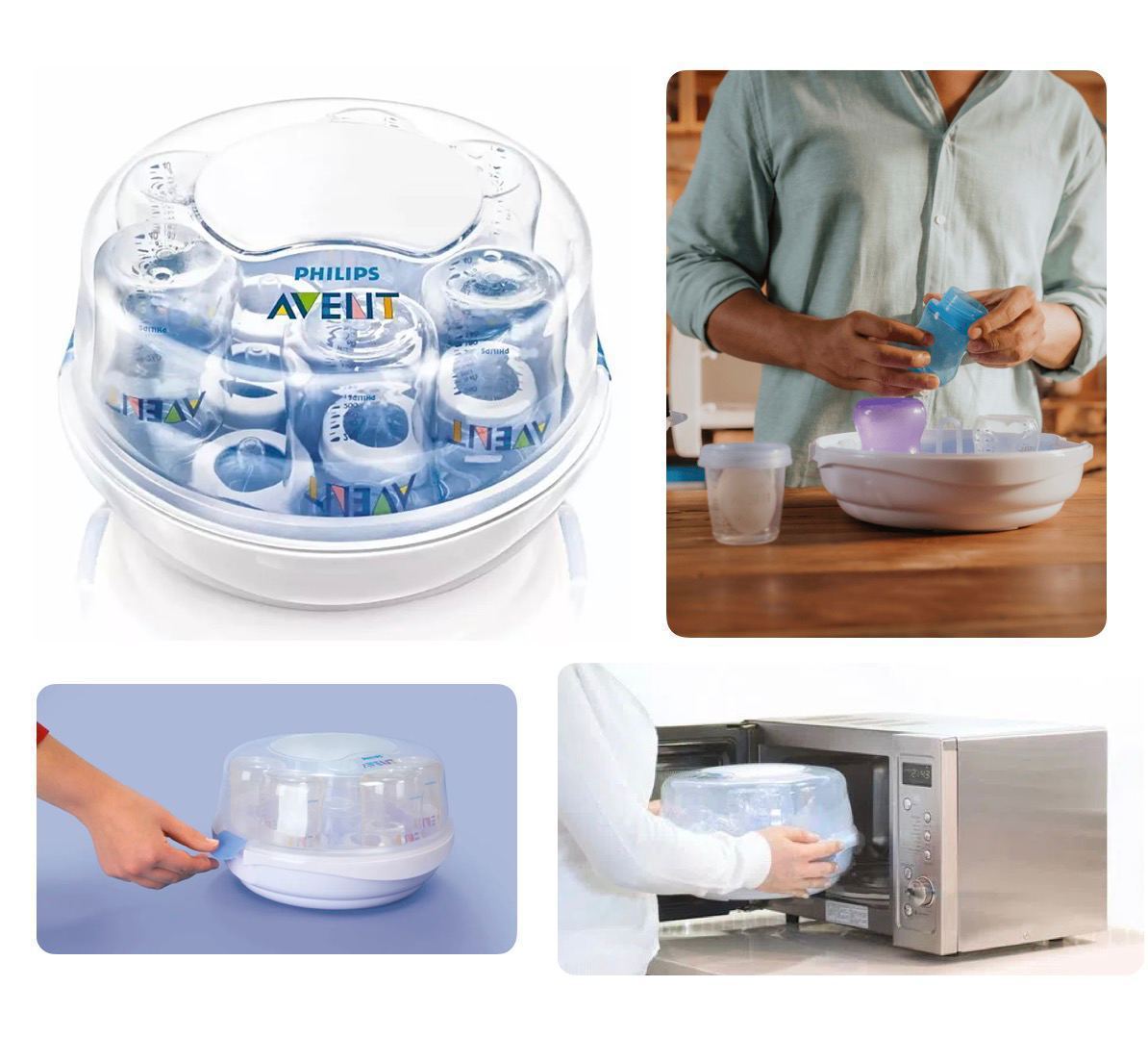 Esterilizador De Microondas para Mamadeiras Bicos e Chupetas Philips Avent Azul/Branco